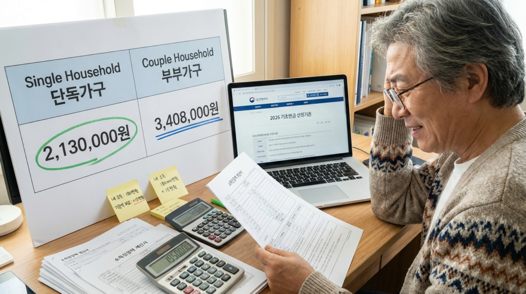 기초연금 선정기준액 2026년 단독가구 부부가구 정리
